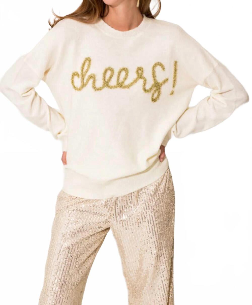 NEW LE LIS cheers tinsel sweater in off white